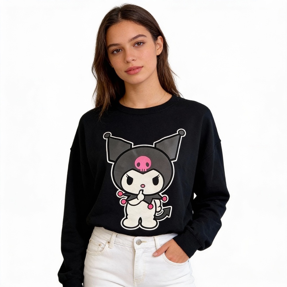 SANRIO Kuromi Crewneck Sweatshirt Black Size XL NEW WITHOUT TAGS